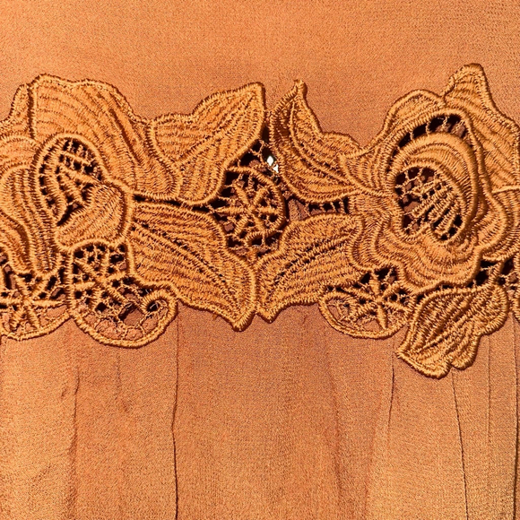 Women's Black Swan Blouse, Size S, Rust Oriana Orange Lace Top - Picture 4 of 10